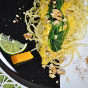 Geschmorter Butternuss Kürbis pikant gefüllt - kürbisspagetti - 11