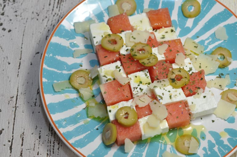 Melonen Feta Sommersalat - melonen feta salat 2 - 4