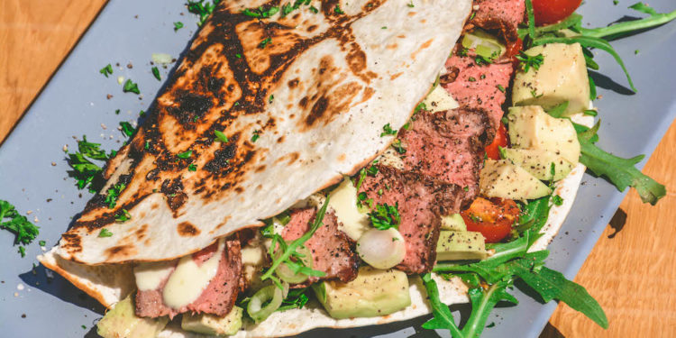 Rumpsteak Wrap mit Avocadocreme