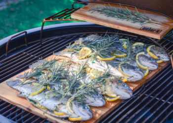 Gegrillte Regenbogenforelle von der Holzplanke - lachsforelle grillen 15 - 13