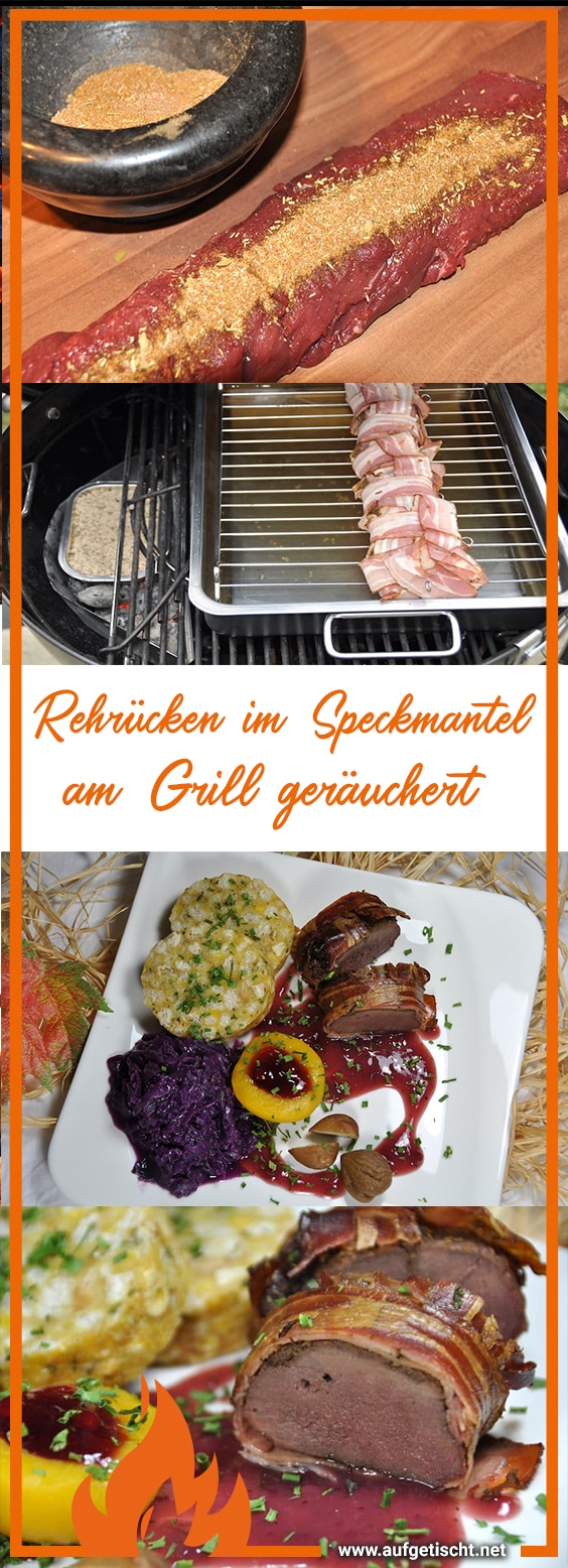 Rehrücken im Speckmantel am Grill geräuchert, Rezept auf Pinterest pinnen