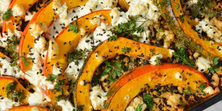 gegrillter Kürbis mit feta